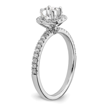 14k White Gold 3/4 carat Lab Grown Diamond VS/SI+ G+ Complete Round Halo Engagement Ring