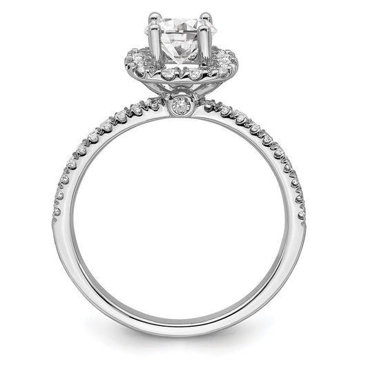 14k White Gold 1 carat Lab Grown Diamond VS/SI+ G+ Complete Round Halo Engagement Ring