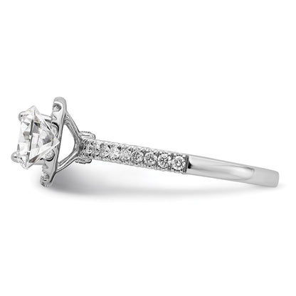 14k White Gold 1 carat Lab Grown Diamond VS/SI+ G+ Complete Round Halo Engagement Ring