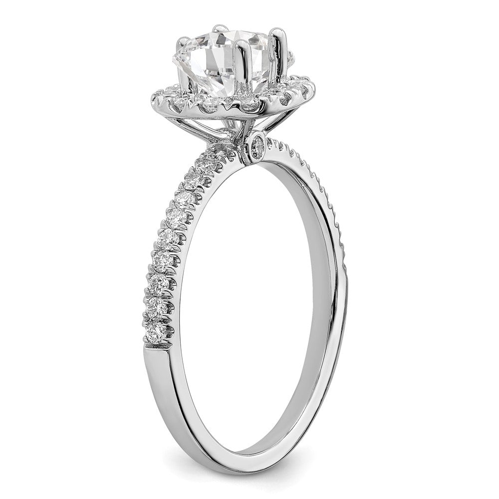 14k White Gold 1 carat Lab Grown Diamond VS/SI+ G+ Complete Round Halo Engagement Ring