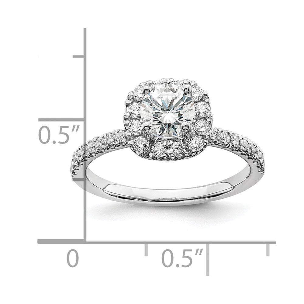 14k White Gold 1 carat Lab Grown Diamond VS/SI+ G+ Complete Round Halo Engagement Ring