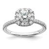 14k White Gold 1 carat Lab Grown Diamond VS/SI+ G+ Complete Round Halo Engagement Ring