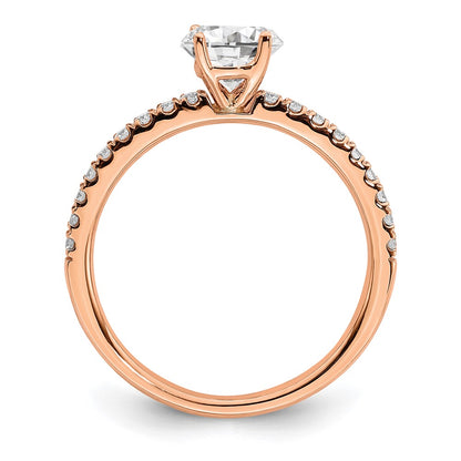 14k Rose Gold 3/4 carat Lab Grown Diamond VS/SI+ G+ Semi Mount Round Size 5 Engagement Ring
