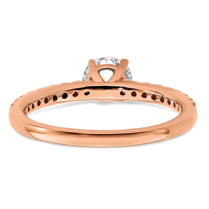 14k Rose Gold 3/4 carat Lab Grown Diamond VS/SI+ G+ Semi Mount Round Size 5 Engagement Ring