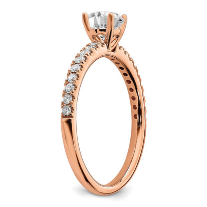 14k Rose Gold 3/4 carat Lab Grown Diamond VS/SI+ G+ Semi Mount Round Size 5 Engagement Ring