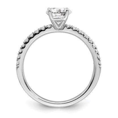 14k White Gold 3/4 carat Lab Grown Diamond VS/SI+ G+ Semi Mount Round Size 7 Engagement Ring