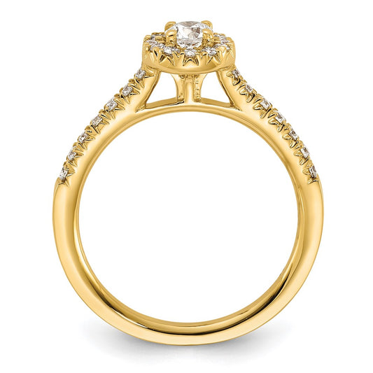 14k 1/2 carat Lab Grown Diamond VS/SI+ G+ Round Complete Halo Engagement Ring