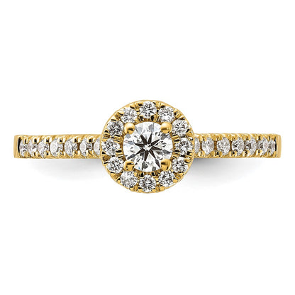 14k 1/2 carat Lab Grown Diamond VS/SI+ G+ Round Complete Halo Engagement Ring