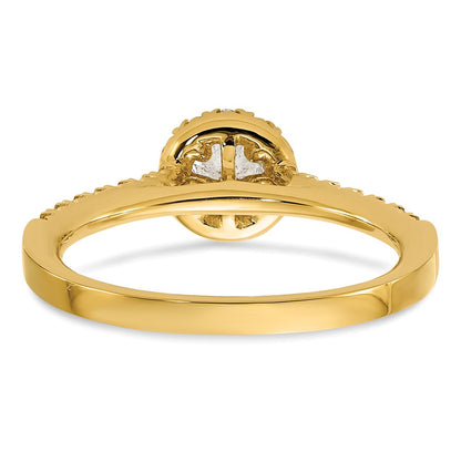 14k 1/2 carat Lab Grown Diamond VS/SI+ G+ Round Complete Halo Engagement Ring