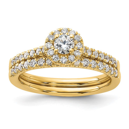 14k 1/2 carat Lab Grown Diamond VS/SI+ G+ Round Complete Halo Engagement Ring