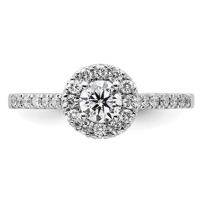 14k White Gold 3/4 carat Lab Grown Diamond VS/SI+ G+ Round Complete Halo Engagement Ring