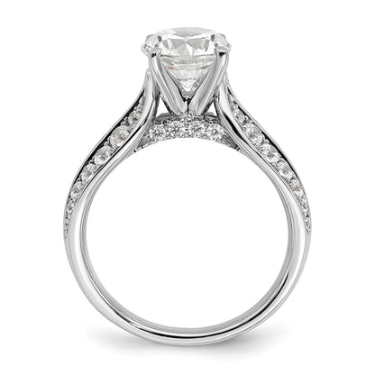 14k White Gold 5/8 carat Lab Grown Diamond VS/SI+ G+ 1 1/2 carat Center Round Semi Mount Shared Prong Engagement Ring