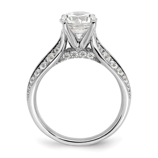 14k White Gold 5/8 carat Lab Grown Diamond VS/SI+ G+ 1 1/2 carat Center Round Semi Mount Shared Prong Engagement Ring