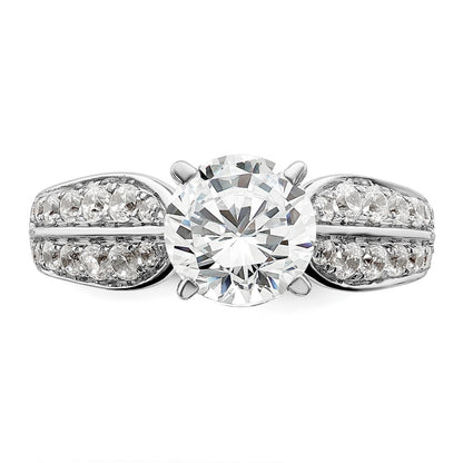 14k White Gold 5/8 carat Lab Grown Diamond VS/SI+ G+ 1 1/2 carat Center Round Semi Mount Shared Prong Engagement Ring