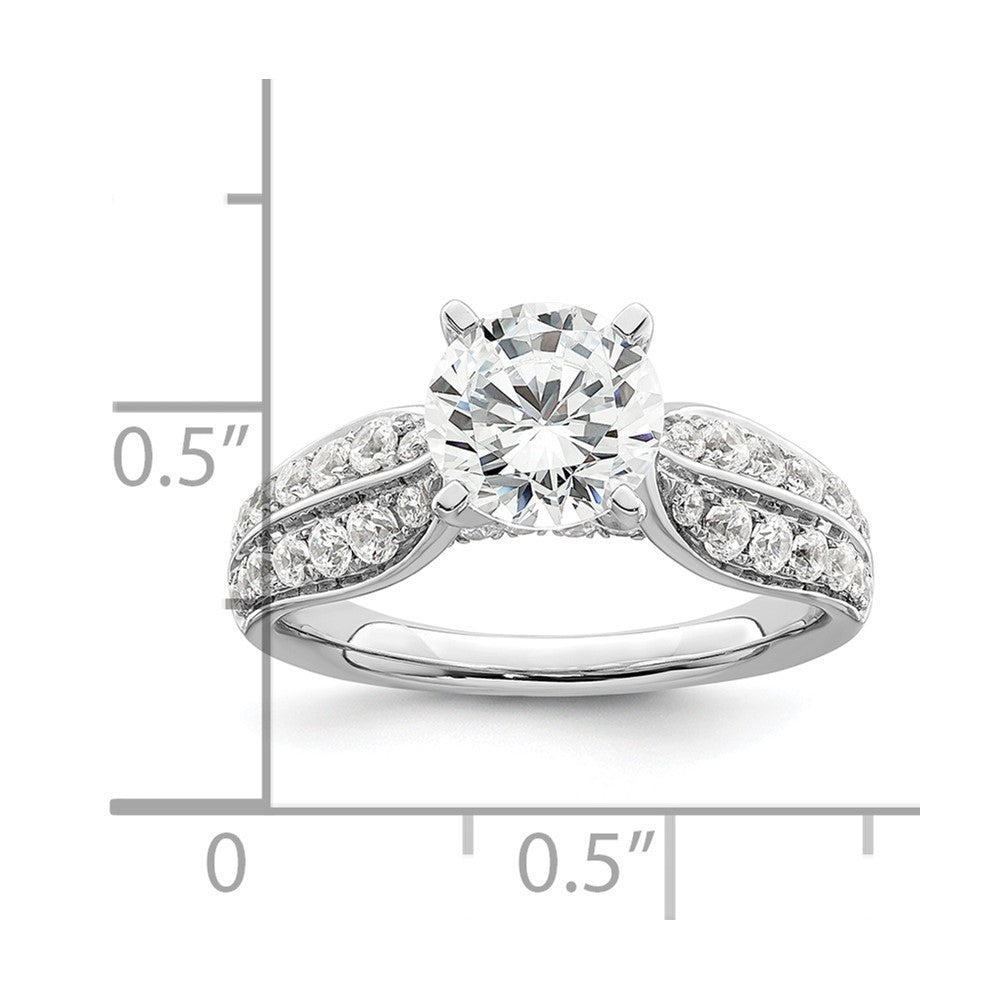 14k White Gold 5/8 carat Lab Grown Diamond VS/SI+ G+ 1 1/2 carat Center Round Semi Mount Shared Prong Engagement Ring