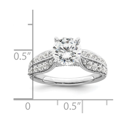 14k White Gold 5/8 carat Lab Grown Diamond VS/SI+ G+ 1 1/2 carat Center Round Semi Mount Shared Prong Engagement Ring