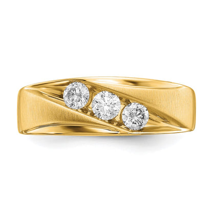 IBGoodman 14k 5/8 carat Lab Grown Diamond VS/SI+ G+ Three Stone Complete Men's Ring
