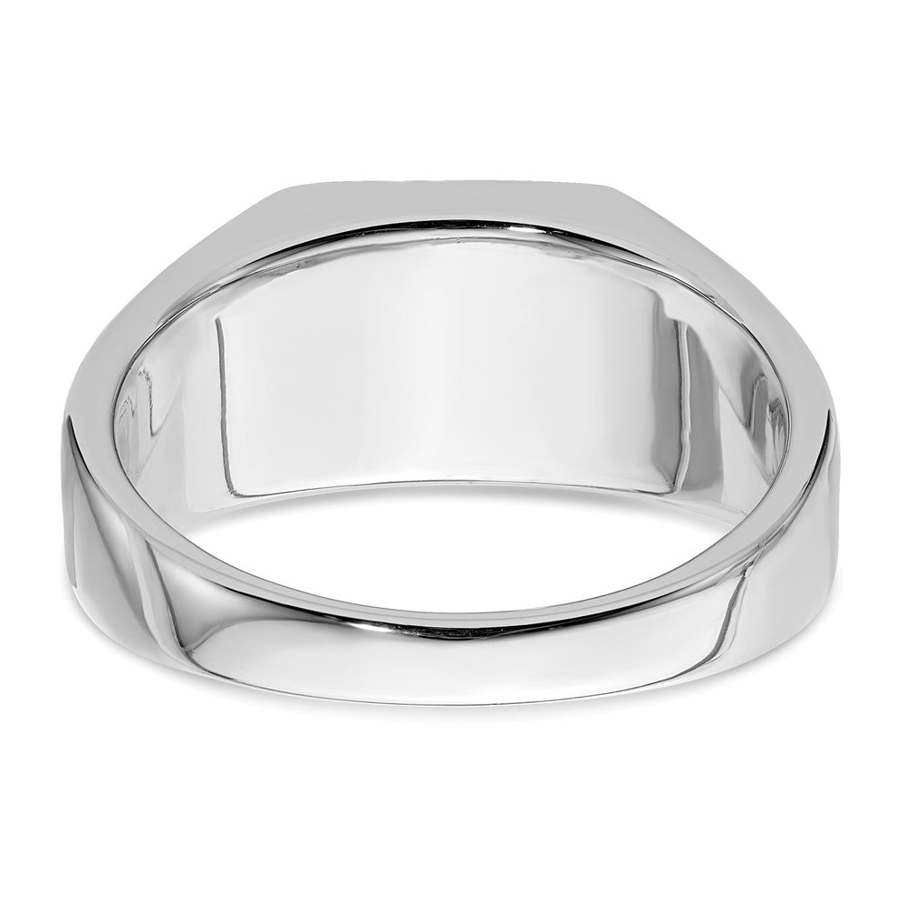 IBGoodman 10k White Gold 3/8 carat Lab Grown Diamond VS/SI+ G+ and Lab Created Blue Sapphire Men's Ring