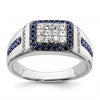 IBGoodman 10k White Gold 3/8 carat Lab Grown Diamond VS/SI+ G+ and Lab Created Blue Sapphire Men's Ring