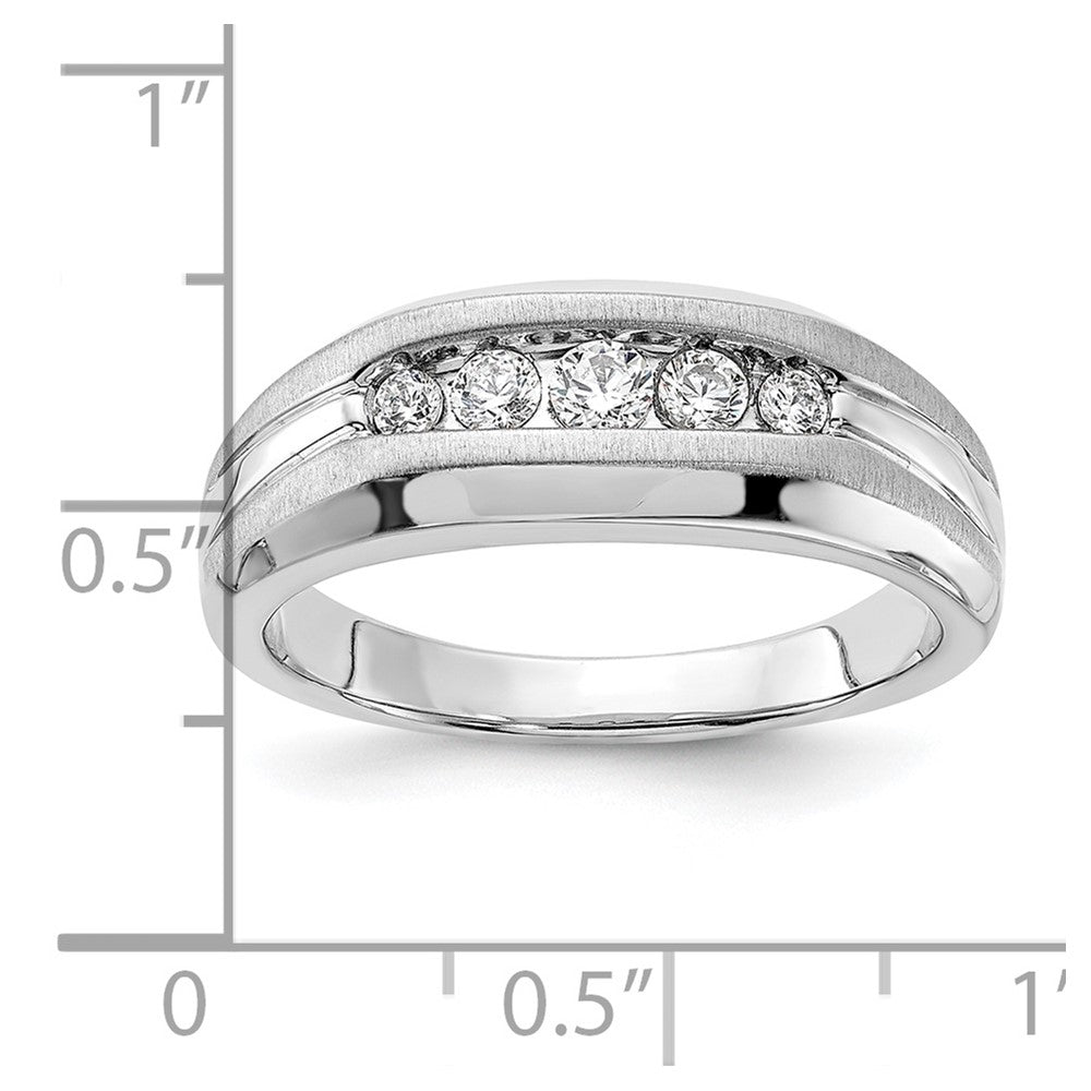 IBGoodman 14k White Gold 1/3 carat Lab Grown Diamond VS/SI+ G+ Five Stone Complete Men's Ring