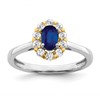 14k Two-Tone 5/8 carat Lab Grown Diamond VS/SI+ G+ and Oval Lab Created Blue Sapphire Complete Halo Fashion Ring