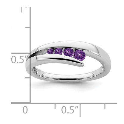 10k White Gold Amethyst Graduated 4-stone Ring