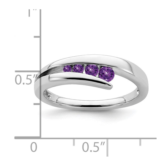 10k White Gold Amethyst Graduated 4-stone Ring
