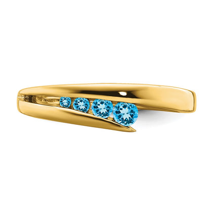 10k Blue Topaz Graduated 4-stone Ring