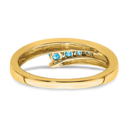 10k Blue Topaz Graduated 4-stone Ring