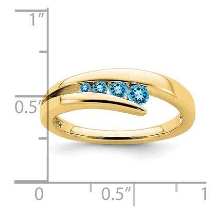 10k Blue Topaz Graduated 4-stone Ring
