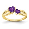 10k 4mm and 5mm Amethyst and Diamond 2-stone Heart Ring