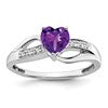 10k White Gold 6mm Amethyst and Diamond Heart Ring
