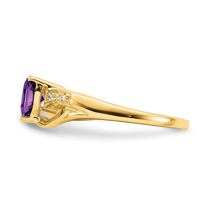 10k 6mm Amethyst and Diamond Heart Ring