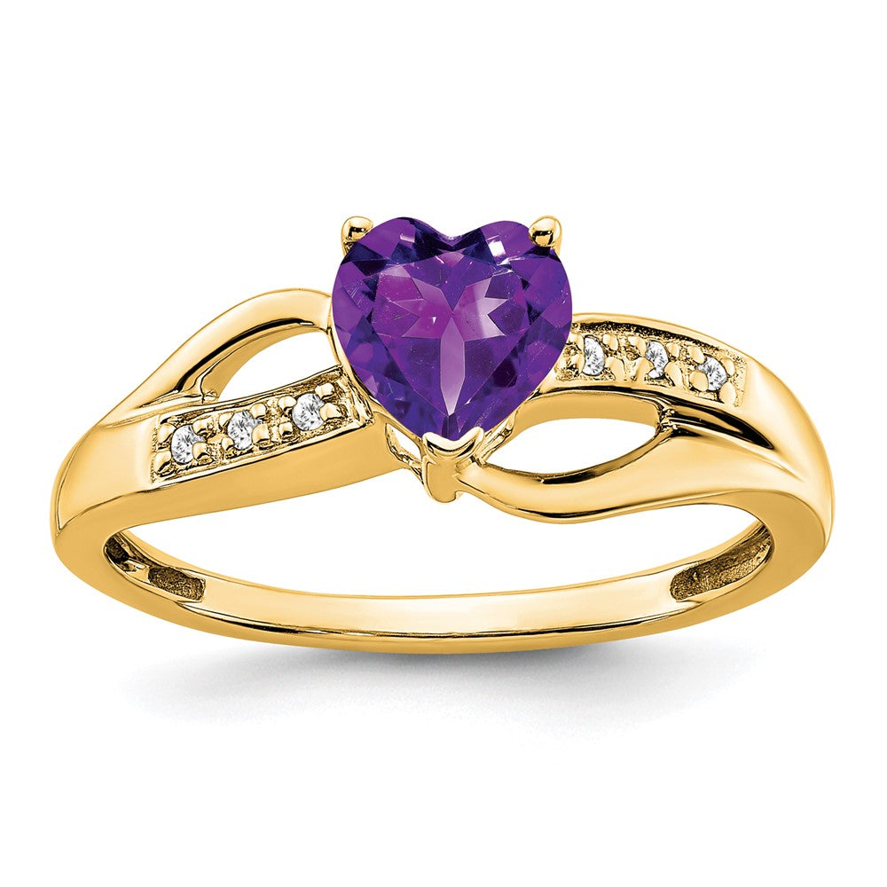 10k Amethyst and Diamond Heart Ring
