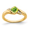 10k Yellow Gold 5mm Cushion Peridot and 1/20 carat Diamond Ring