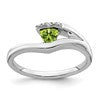 10k White Gold 4mm Trillion Peridot and Diamond Ring