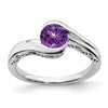 10k White Gold 6mm Round Amethyst Bypass Ring