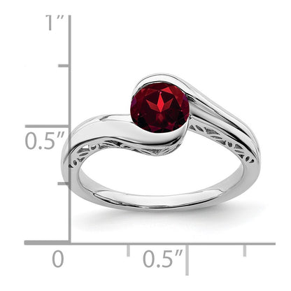 10k White Gold 6mm Round Garnet Bypass Ring