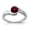 10k White Gold 6mm Round Garnet Bypass Ring