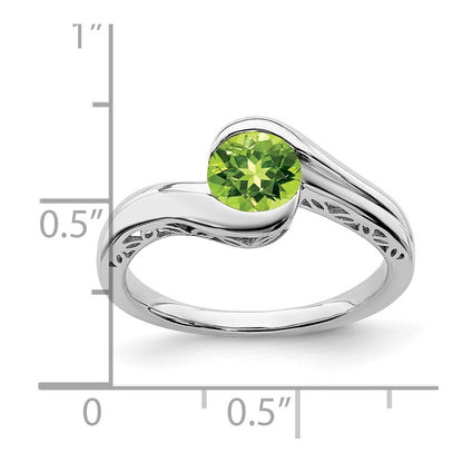 10k White Gold 6mm Round Peridot Bypass Ring