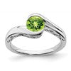 10k White Gold 6mm Round Peridot Bypass Ring