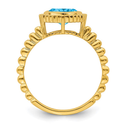 10k 6mm Cushion Blue Topaz Ring