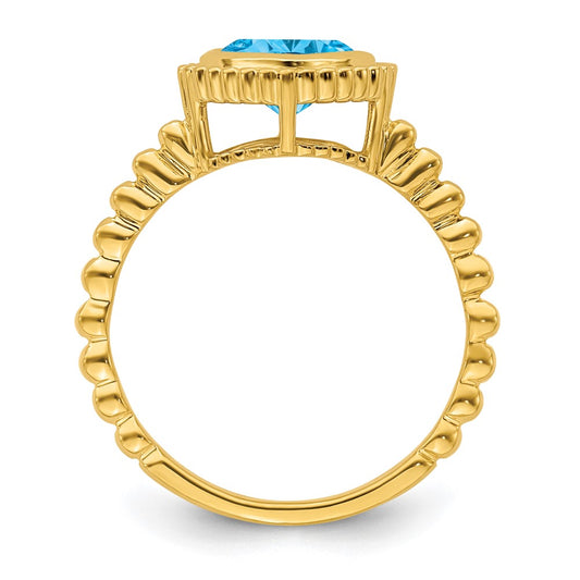 10k 6mm Cushion Blue Topaz Ring