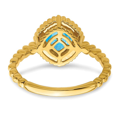10k 6mm Cushion Blue Topaz Ring