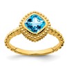 10k 6mm Cushion Blue Topaz Ring