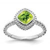 10k White Gold 6mm Cushion Peridot Ring