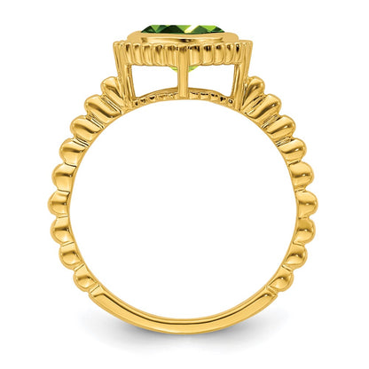 10k 6mm Cushion Peridot Ring
