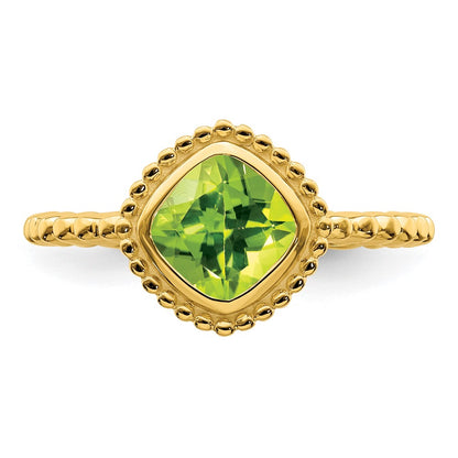 10k 6mm Cushion Peridot Ring