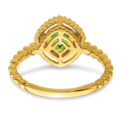 10k 6mm Cushion Peridot Ring