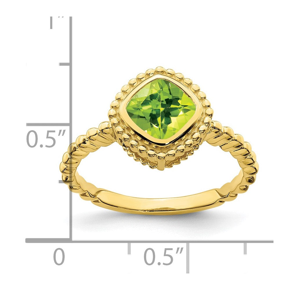 10k Cushion Peridot Ring